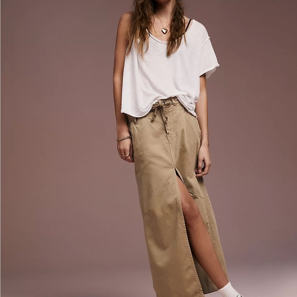 Free People Dresses & Skirts - NWOT • Free People Chino Maxi Skirt